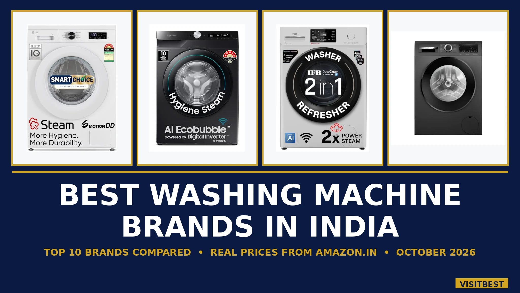 Best washing machine brands in India — compiled cover of real product photographs from Amazon.in