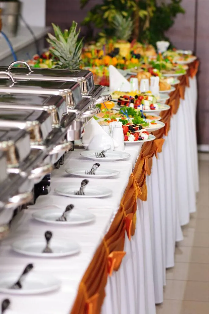Catering buffet set up by Prashasta Events, wedding planners in Vanasthalipuram Hyderabad