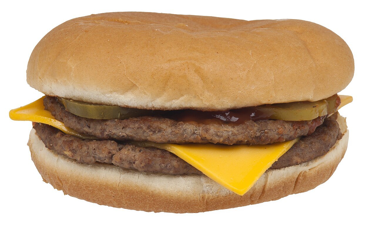A double-decker cheeseburger