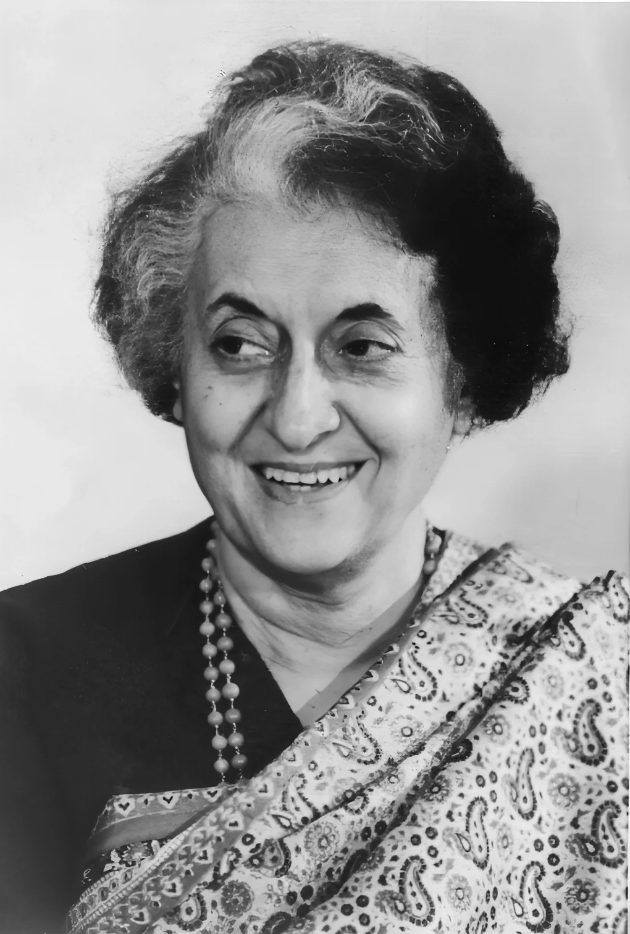 Official portrait of Indira Gandhi in a sari