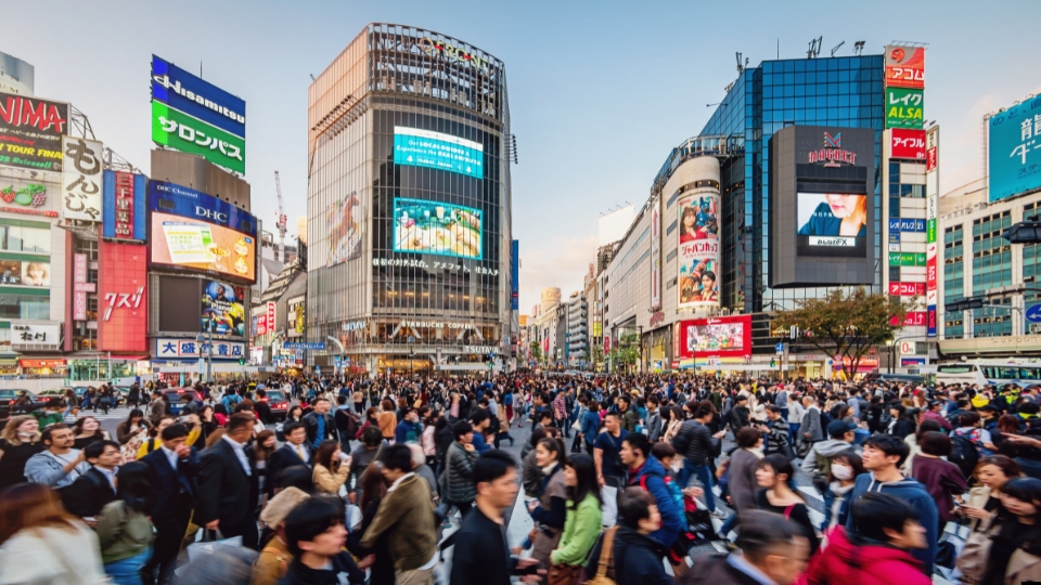 Tokyo Japan Shibuya Crossing Mount Fuji